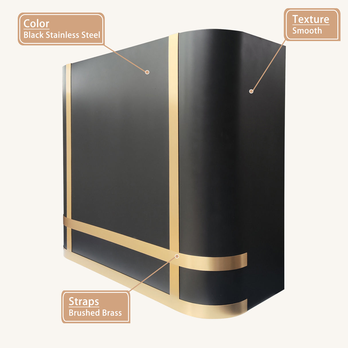 USA Black Stainless Steel Range Hood with Curved Box Shaped URHS-212