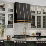 USA Black Stainless Steel Stove Hood with Antique Brass Straps URHS-221
