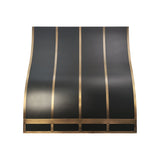 USA Black Stainless Steel Stove Hood with Antique Brass Straps URHS-221