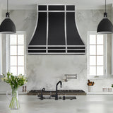 USA Black Stainless Steel Vent Hood Featuring Custom Straps URHS-153