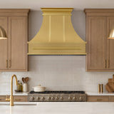 USA Brass Kitchen Hood with Handmade Brass Pot Rack URHB-165