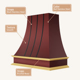 USA California Stainless Steel Kitchen Hood with Metal Straps URHS-122