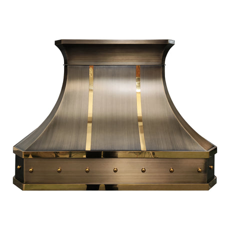 USA Classic Antique Brass Vent Hood with Brass Straps URHB-66