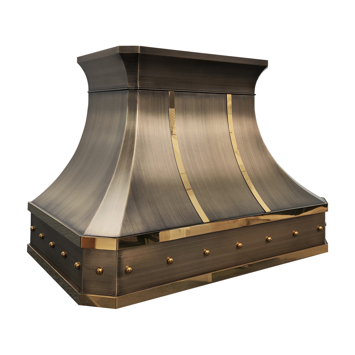 USA Classic Antique Brass Vent Hood with Brass Straps URHB-66