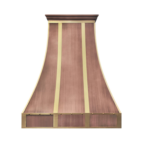 USA Classic Antique Copper Vent Hood with Brass Straps URHC-66