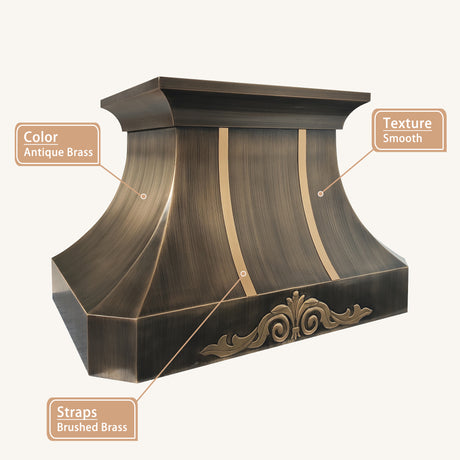 USA Classic Antique Handmade Brass Vent Hood URHB-102