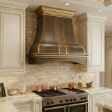 USA Classic Brass Kitchen Hood Featuring Polished Brass Straps URHB-94