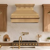 USA Classic Brushed Brass Stove Hood with Custom Bell Shaped URHB-122