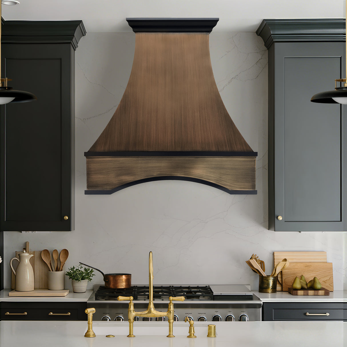 USA Classic Copper Exhaust Hood with Arch Apron URHC-108