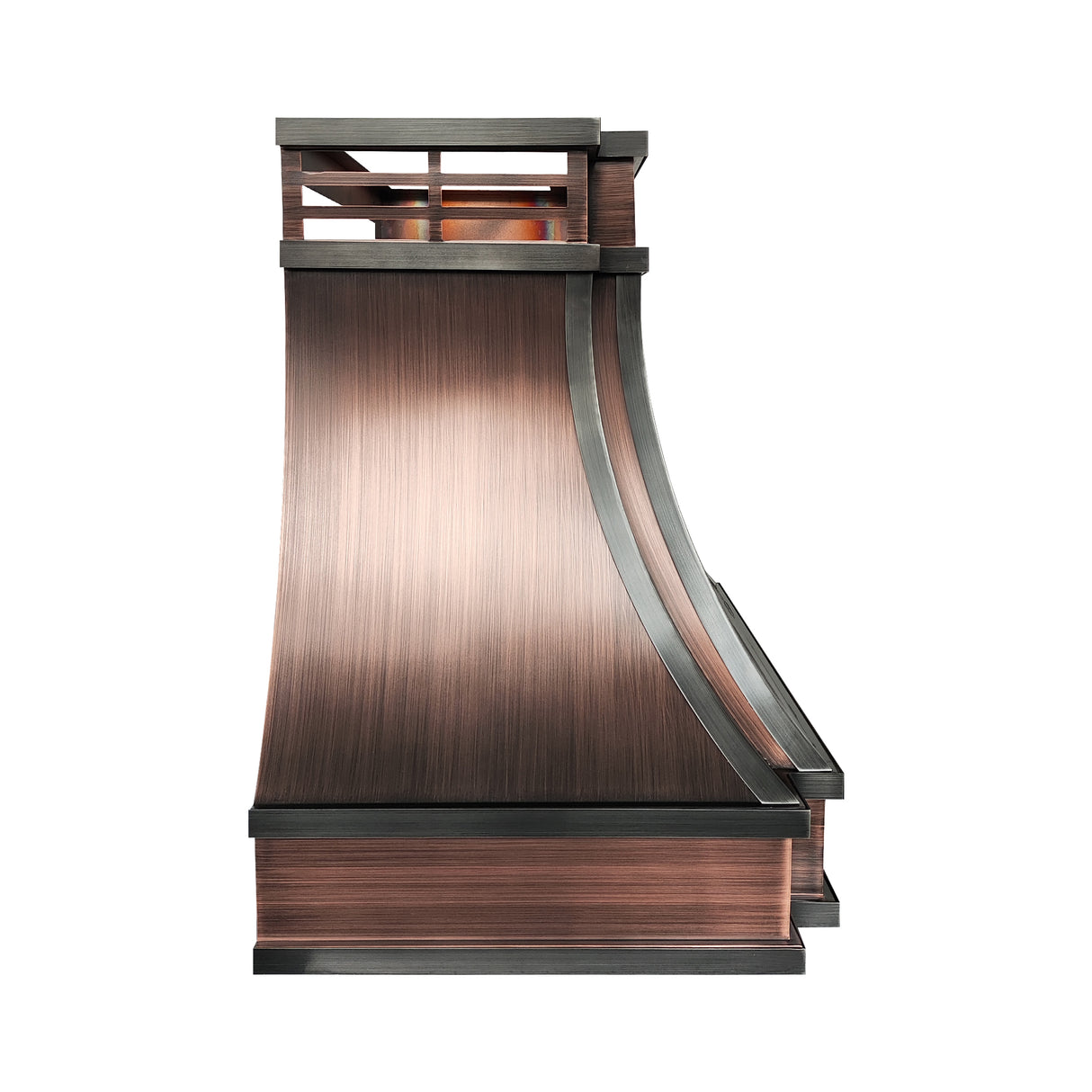 USA Classic Copper Kitchen Hood with Dark Antique Straps URHC-102