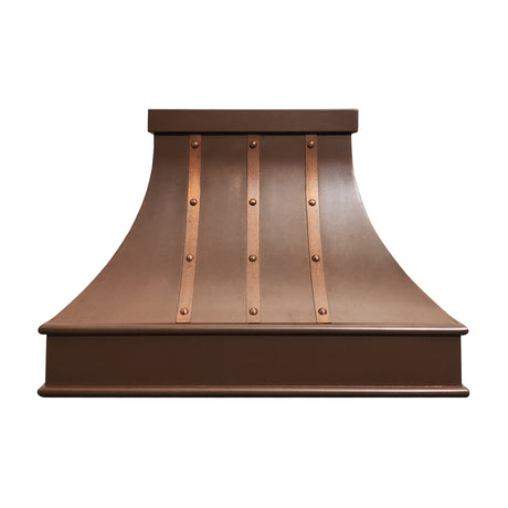 USA Classic Copper Kitchen Hood with Weathered Copper Straps URHC-68