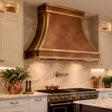 USA Classic Handmade Fire Copper Vent Hood with Soft Hammered Texture URHC-115