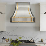 USA Classic Stainless Steel Vent Hood featuring Artisan Brass Straps URHS-199