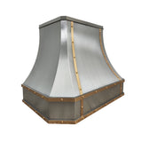 USA Classic Stainless Steel Vent Hood featuring Artisan Brass Straps URHS-199