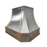 USA Classic Stainless Steel Vent Hood featuring Artisan Brass Straps URHS-199
