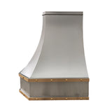 USA Classic Stainless Steel Vent Hood featuring Artisan Brass Straps URHS-199
