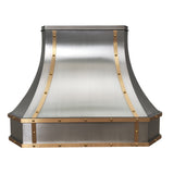 USA Classic Stainless Steel Vent Hood featuring Artisan Brass Straps URHS-199