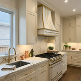 USA Classic White Stainless Steel Vent Hood with Brass Pot Rack URHS-220