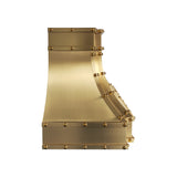 USA Custom Brass Stove Hood Featuring Artisan Round Rivets URHB-148