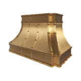 USA Custom Brass Stove Hood Featuring Artisan Round Rivets URHB-148