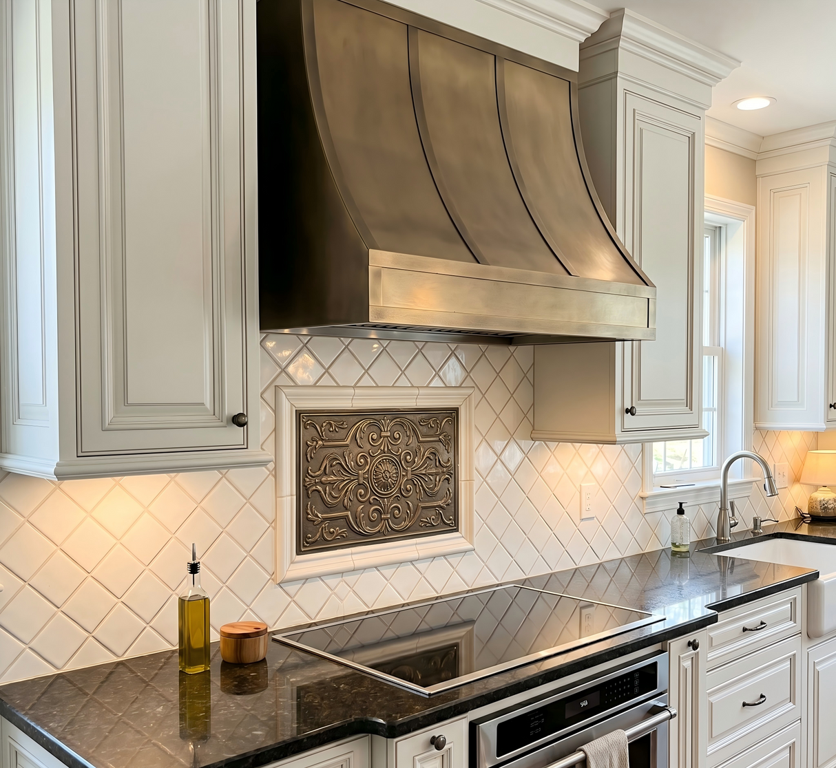 USA Custom Kitchen Brass Range Hood with Sloped Design URHB-26
