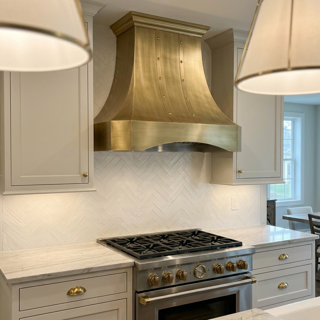 USA Custom Luxury Brass Range Hood with Arch Apron URHB-95