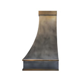 USA Custom Sculptural Zinc Range Hood with Aged Brass Detailing URHZ-11