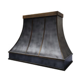 USA Custom Sculptural Zinc Range Hood with Aged Brass Detailing URHZ-11