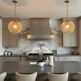 USA Custom Stainless Steel Curved Range Hood with Brass Detailing URHS-46