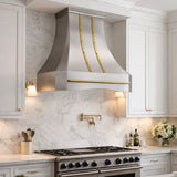 USA Custom Stainless Steel Kitchen Vent Hood with Brass Straps URHS-192