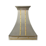 USA Custom Stainless Steel Vent Hood With Handmade Brass Pot Rack URHS-266
