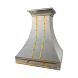 USA Custom Stainless Steel Vent Hood With Handmade Brass Pot Rack URHS-266
