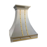USA Custom Stainless Steel Vent Hood With Handmade Brass Pot Rack URHS-266