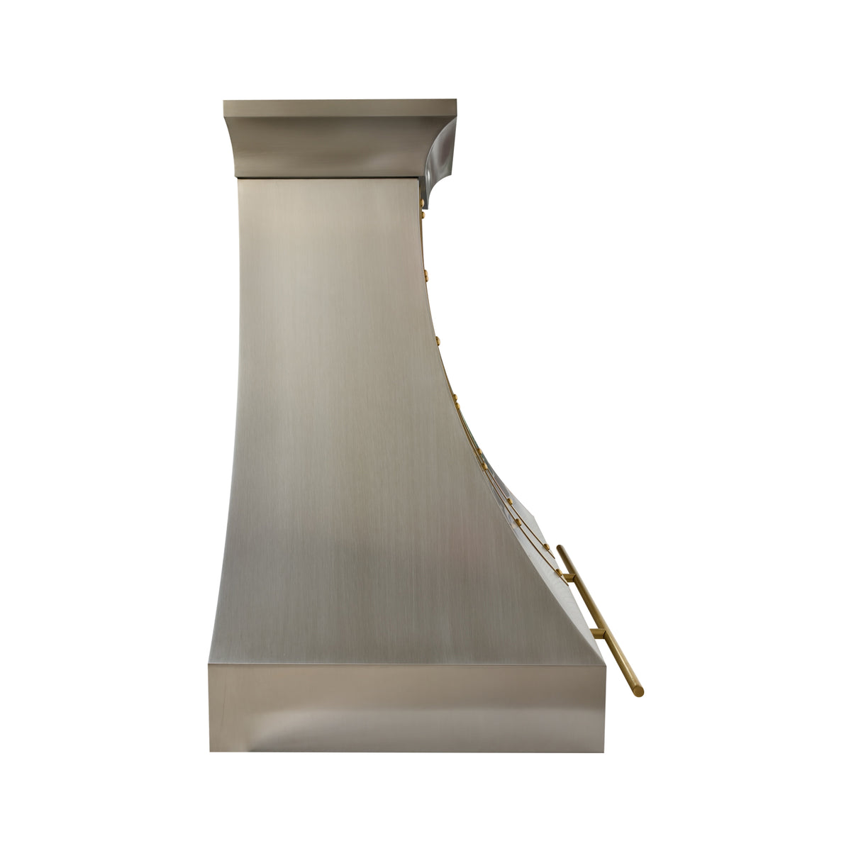 USA Custom Stainless Steel Vent Hood With Handmade Brass Pot Rack URHS-266