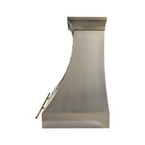 USA Custom Stainless Steel Vent Hood With Handmade Brass Pot Rack URHS-266