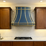 USA Dark Blue Stainless Steel Range Hood with Brass Trim URHS-99