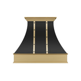 USA Designer Black Handmade Stainless Steel Kitchen Hoods with Brass Apron URHS-246