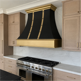 USA Designer Black Handmade Stainless Steel Kitchen Hoods with Brass Apron URHS-246