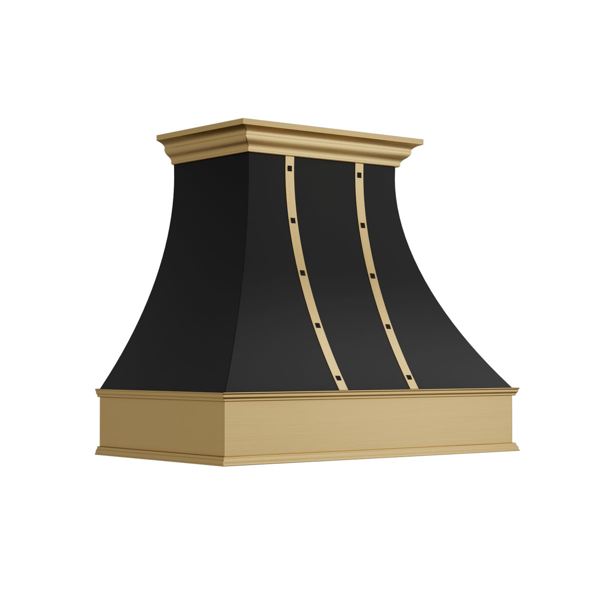 USA Designer Black Handmade Stainless Steel Kitchen Hoods with Brass Apron URHS-246
