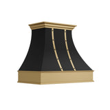 USA Designer Black Handmade Stainless Steel Kitchen Hoods with Brass Apron URHS-246