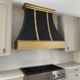 USA Designer Black Handmade Stainless Steel Kitchen Hoods with Brass Apron URHS-246