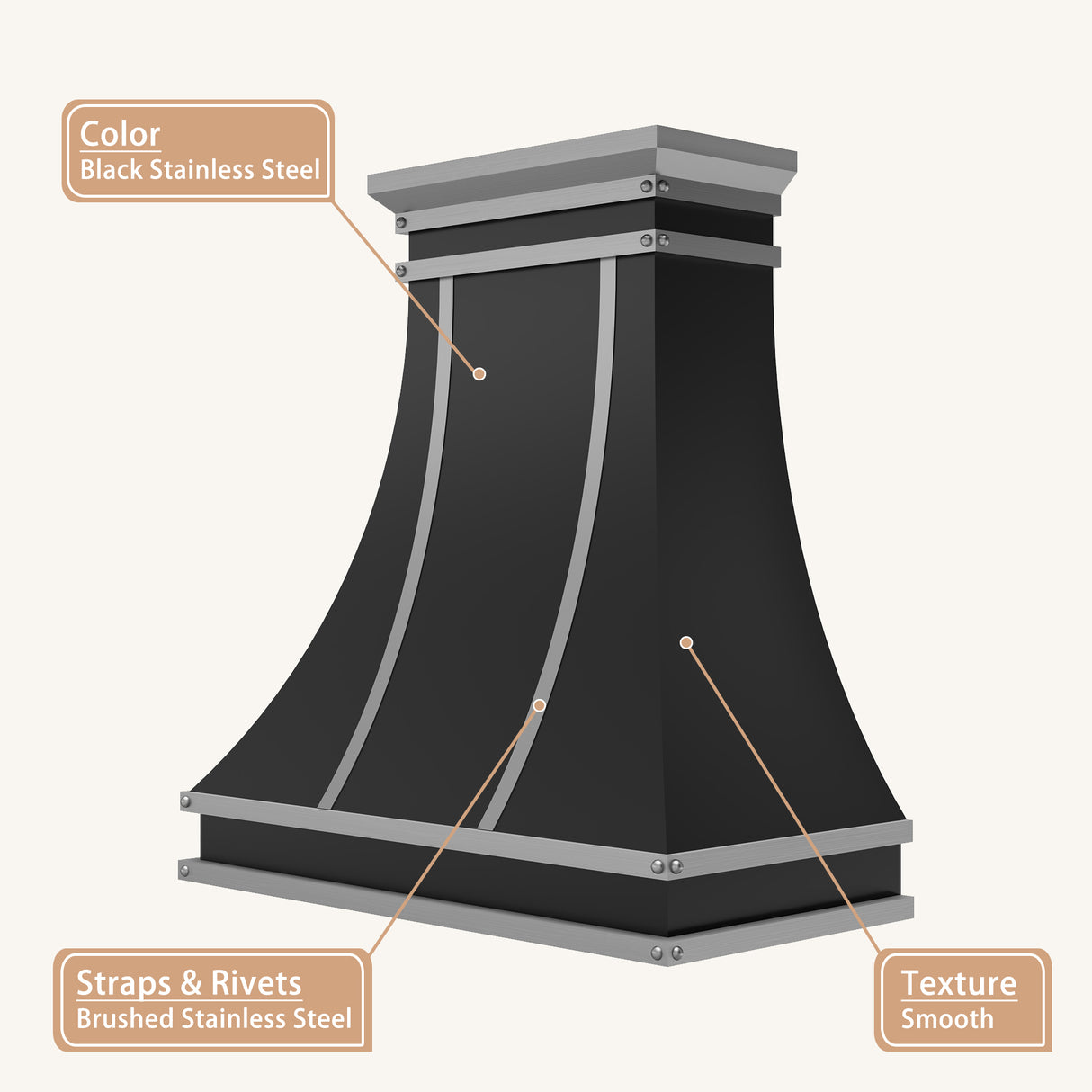 USA Designer Black Stainless Steel Stove Hood URHS-126