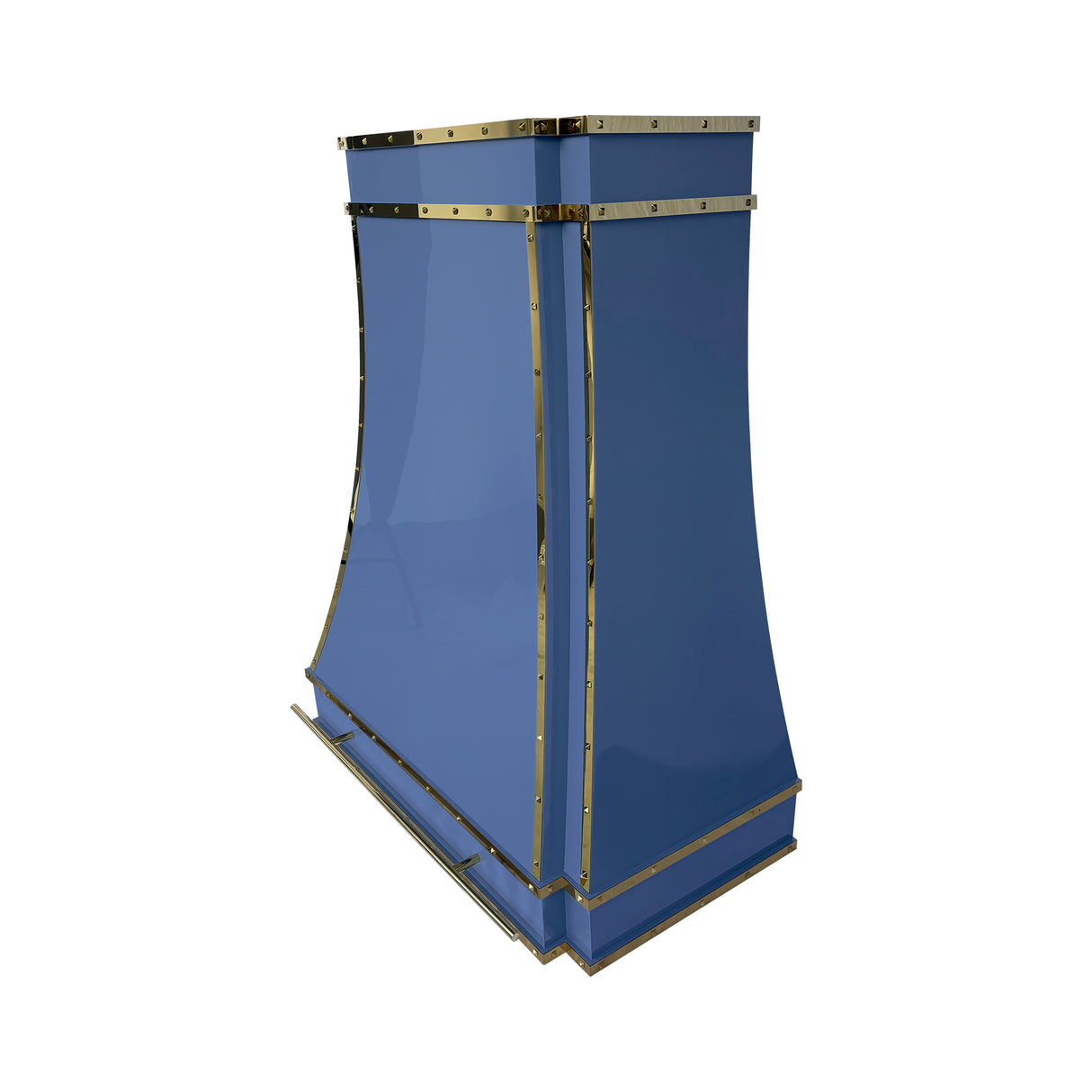 USA Designer Blue Stainless Steel Vent Hood with Brass Details URHS-242