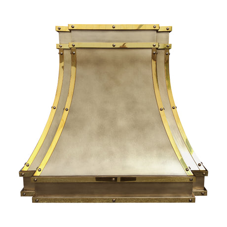 USA Designer Brass Kitchen Hood with Polished Straps URHB-88