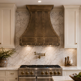 USA Designer Brass Stove Hood with Artisan Brass Rivets URHB-105