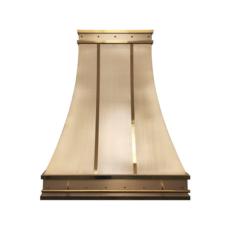 USA Designer Brass Stove Hood with Decorative Pot Rack URHB-62