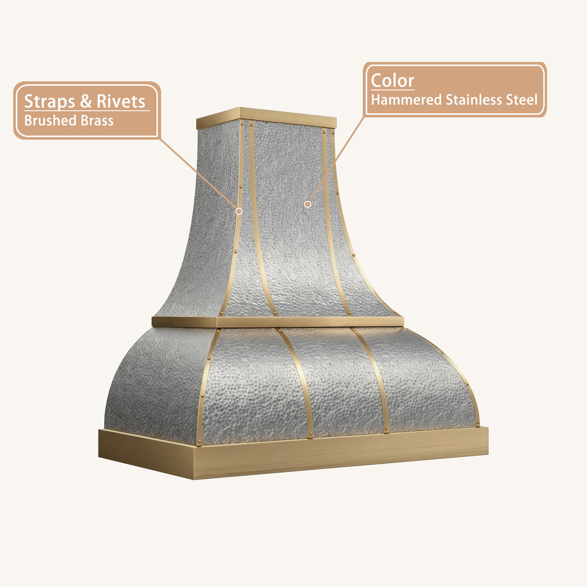USA Designer Custom Hammered Stainless Steel Kitchen Hood URHS-264