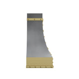 USA Designer Custom Natural Zinc Vent Hood with Brass Straps URHZ-25