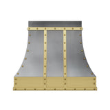 USA Designer Custom Natural Zinc Vent Hood with Brass Straps URHZ-25
