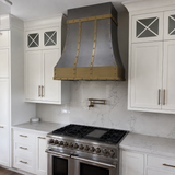 USA Designer Custom Natural Zinc Vent Hood with Brass Straps URHZ-25